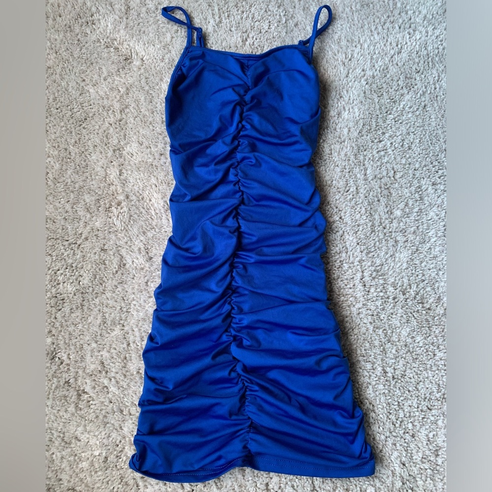 🎆🎇3for$9 girls/teen SHEIN ruched spaghetti strap dress. royal blue.Size 10-11. - Picture 3 of 6